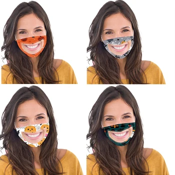 

100PCS/LOT Halloween Mouth Face Masks Virus Protection Transparent Guard Cosplay Props Reusable Guard For Men Women mascarillas