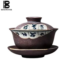 120 мл Цзиндэчжэнь ручной работы керамическая грубая керамика Gaiwan чайная чашка ручная роспись винтажный китайский чайный набор кунг-фу Tureen мастер чашки
