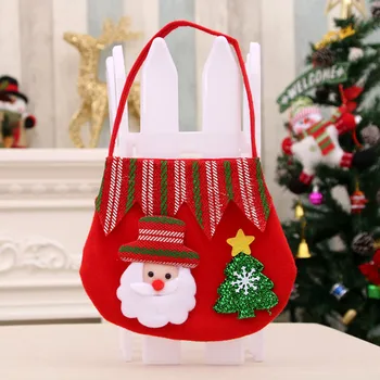 1pcs Santa Sacks Drawstring Christmas Gift Bags, 3D Design Fabric Christmas Bags for Christmas Party Supplies 34