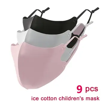 

9PCS Ice Silk Masks Washable Anti Dust Pollution Filter Washable Recycling Mouth Face Mask for Kids Health Care