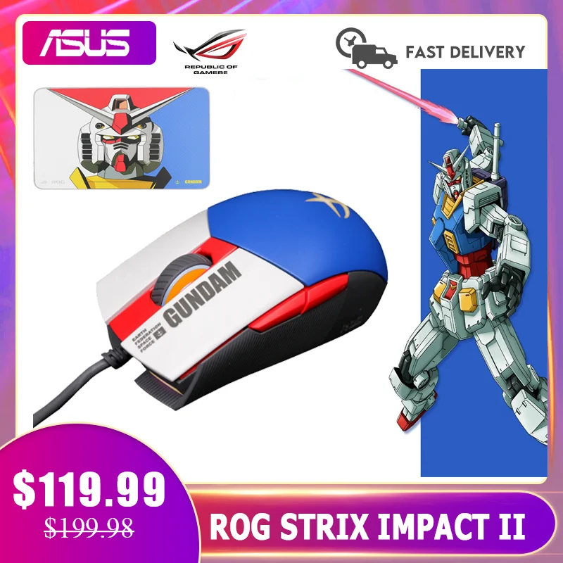 Rog Strix Impact Ii Gundam Edition Wired Gaming Mouse 6 0 Dpi Optical Sensor Lightweight Design And Rgb Lighting Effects Mice Aliexpress