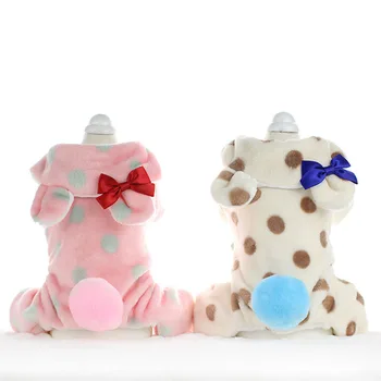

Cute Dot Dog Jumpsuit Winter Warm Fleece Small Dog Cat Coat Jacket Chihuahua Shirt Hoodie Clothes For Pitbull