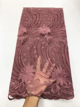 

2019 High Quality African Lace Fabric Light Pink French Lace Fabric Tulle 3 d flowers Nigerian Lace Fabric For Wedding Dress