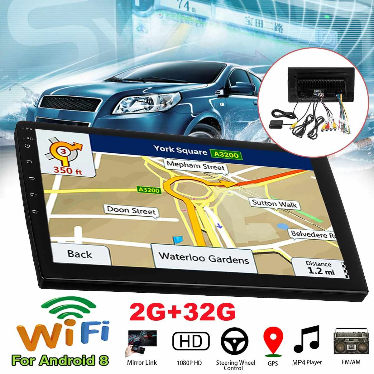 

10.1" Car Radio Stereo Car Multimedia MP5 Player Car Radio Stereo bluetooth Wifi GPS Navigation 2G+ 32G 2 Din for Android 8.0
