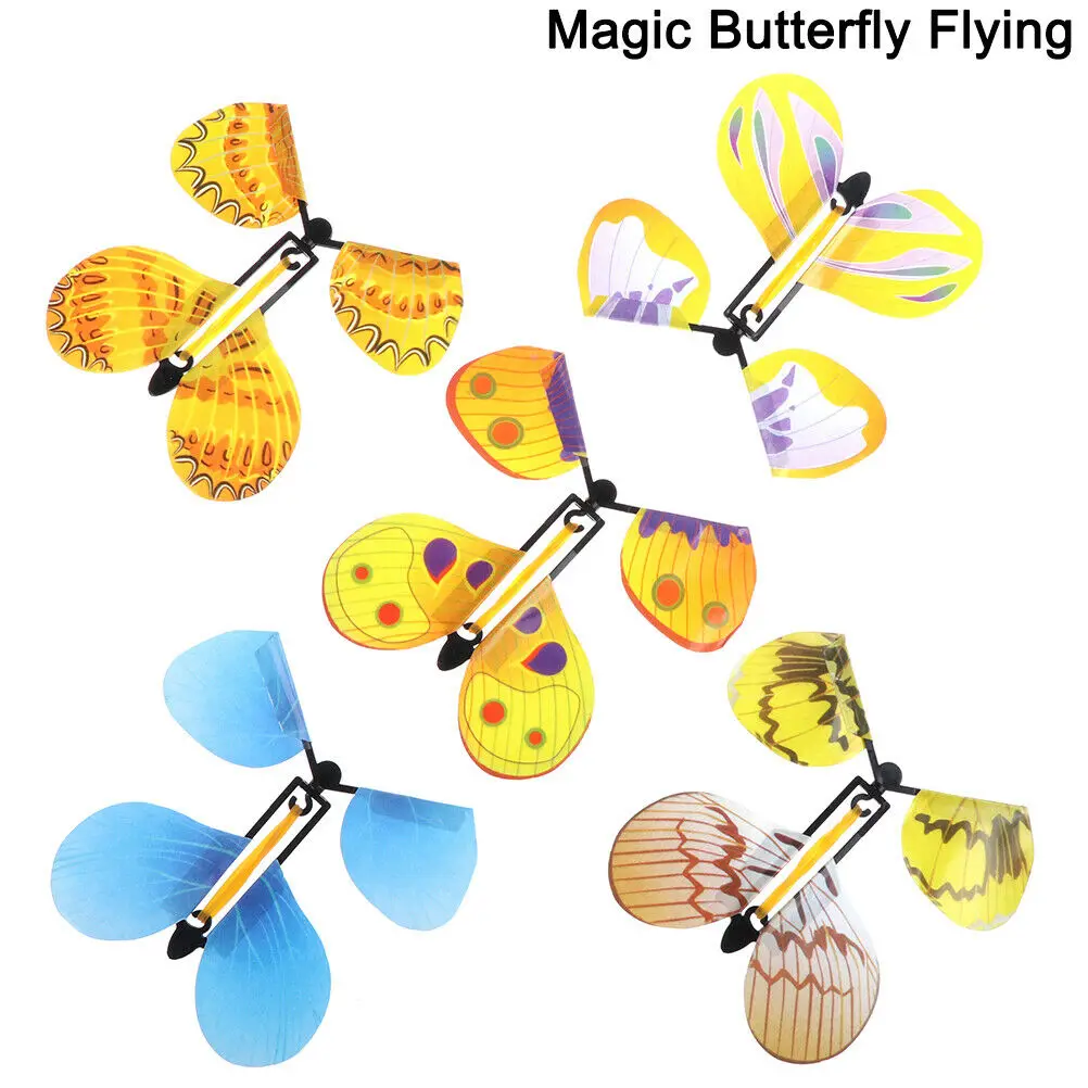 Flying butterfly surprise greeting cards book magic toy fly winds up magic props
