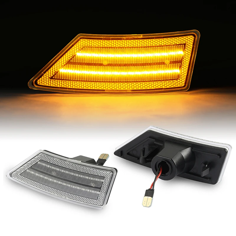 2Pcs Amber LED Front Bumper Side Marker Fender Repeater Light For Ford