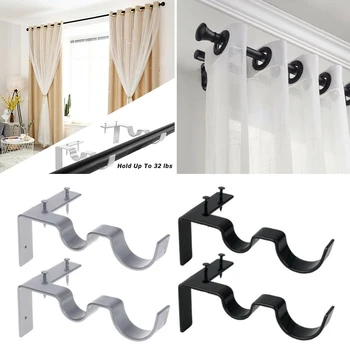 

Hang Double Center Support Curtain Rod Bracket Into Window Frame Right Curtain Holder Curtain Drapery Rod Bracket Curtain Access