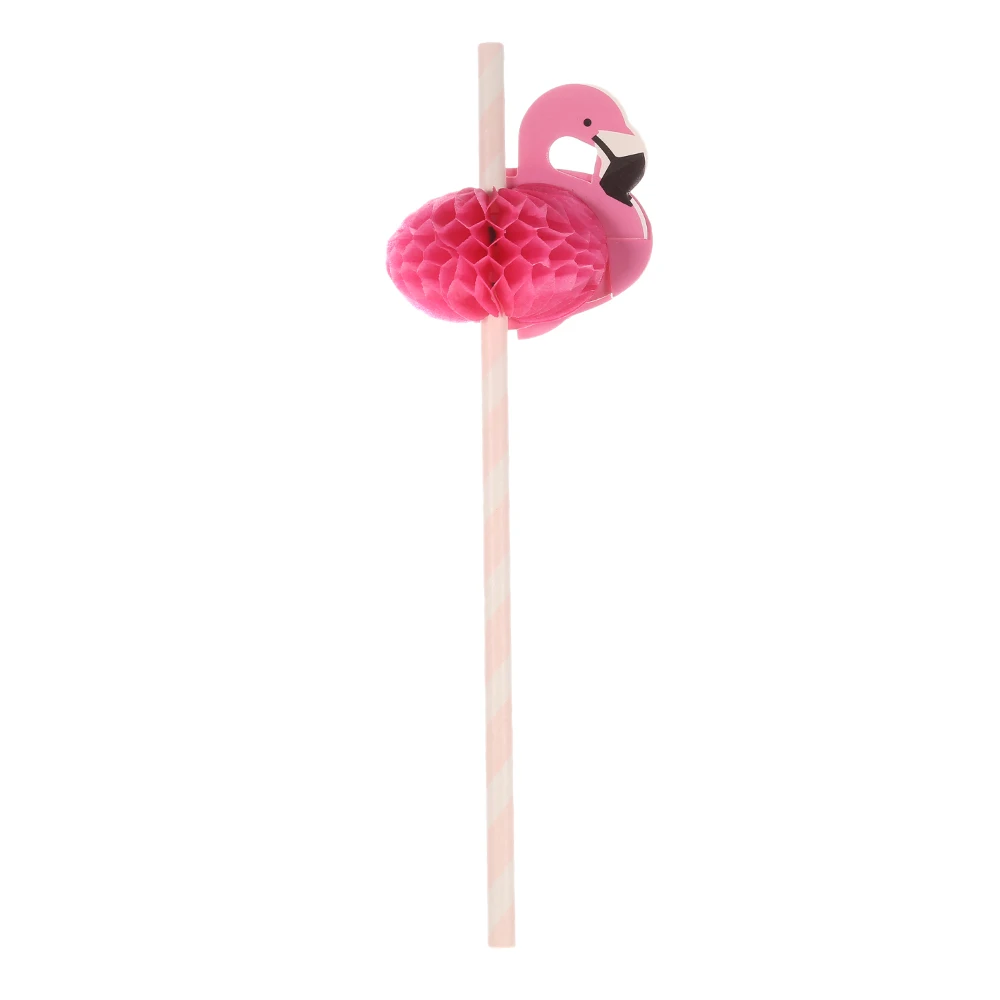 50pcs/set Paper Straws for Birthday Wedding Baby Shower Celebration and Party Food Grade Paper Straws with Flamingo Decorated - Цвет: Розовый