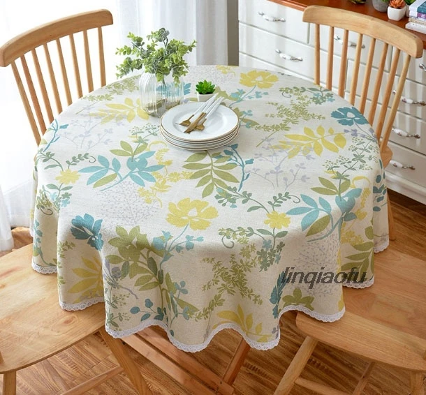 

Nordic country rustic style American round tablecloth Round European table cloth cotton and linen Table runner