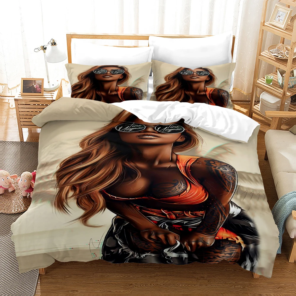 

Beautiful Africa Woman Bedding Set Sexy Wild Hot Girl Duvet Cover Set for Adults Man Bed Set Queen King Size Home Quilt Cover