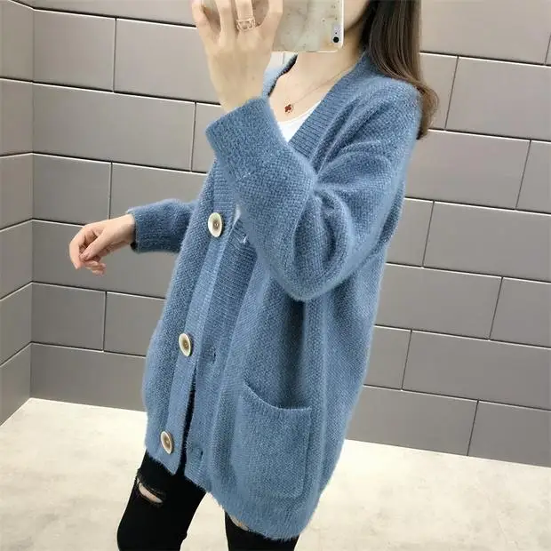 Blusas De Inverno Feminina, новинка 9270, зимний длинный вязаный кардиган с карманами, 66-1/F, 11 ряд, 5 полок
