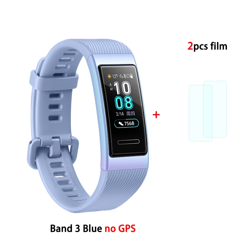 HUAWEI Band 3 Pro Smart Band все-в-одном фитнес-трекер активности, водонепроницаемость 5 АТМ, пульсометр, встроенный gps - Цвет: Band 3 Blue film