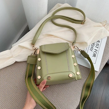 

Fashion Women Shoulder Bags Designer PU Leather Studs Soft Solid Color Buckle Crossbody Versatile Purses And Luxury Handbags Sac