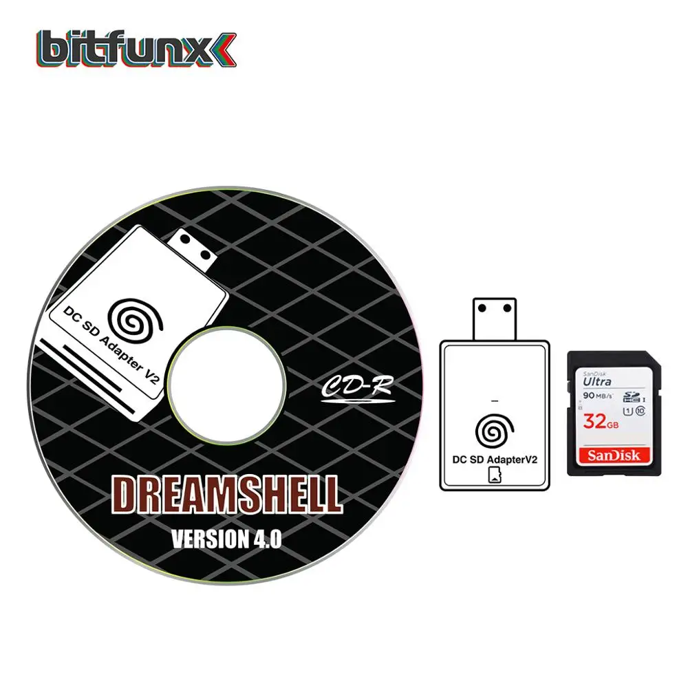 Адаптер для чтения SD TF-карт Bitfunx SEGA Dreamcast DC консоль и CD с Загрузчиком DreamShell SD-картой