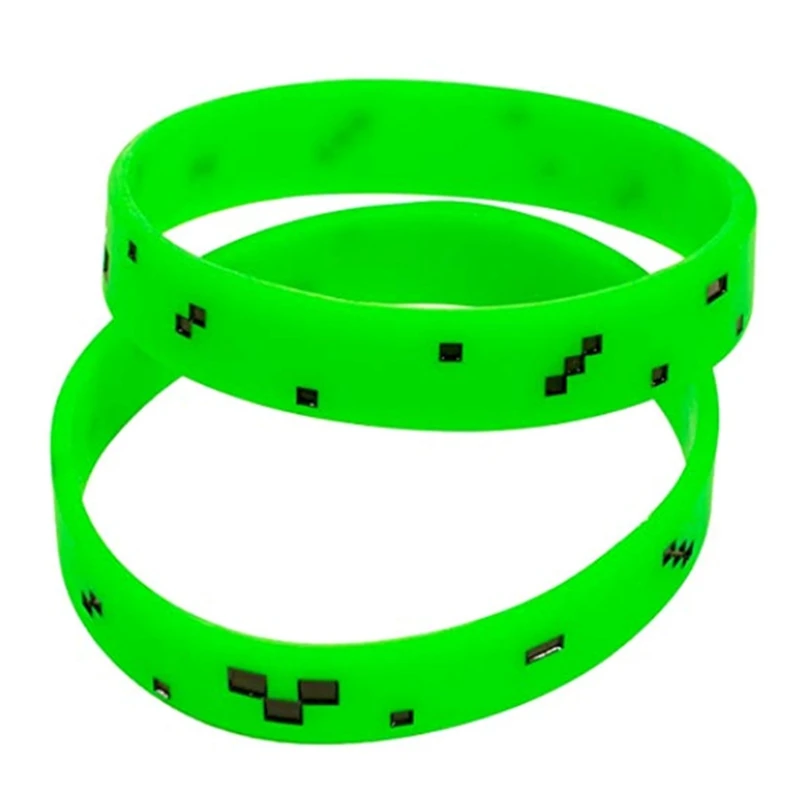Punk Style Pixel Style Miner Video Game Silicone Wristband Bracelets 1 Piece bracelet jewelry