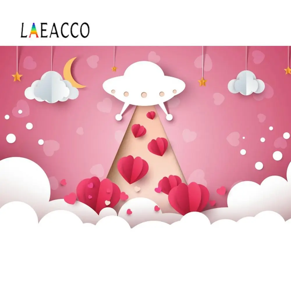 Laeacco фото фон розовый любовь Сердце Индивидуальные Луна Звезда Вечеринка ребенок
