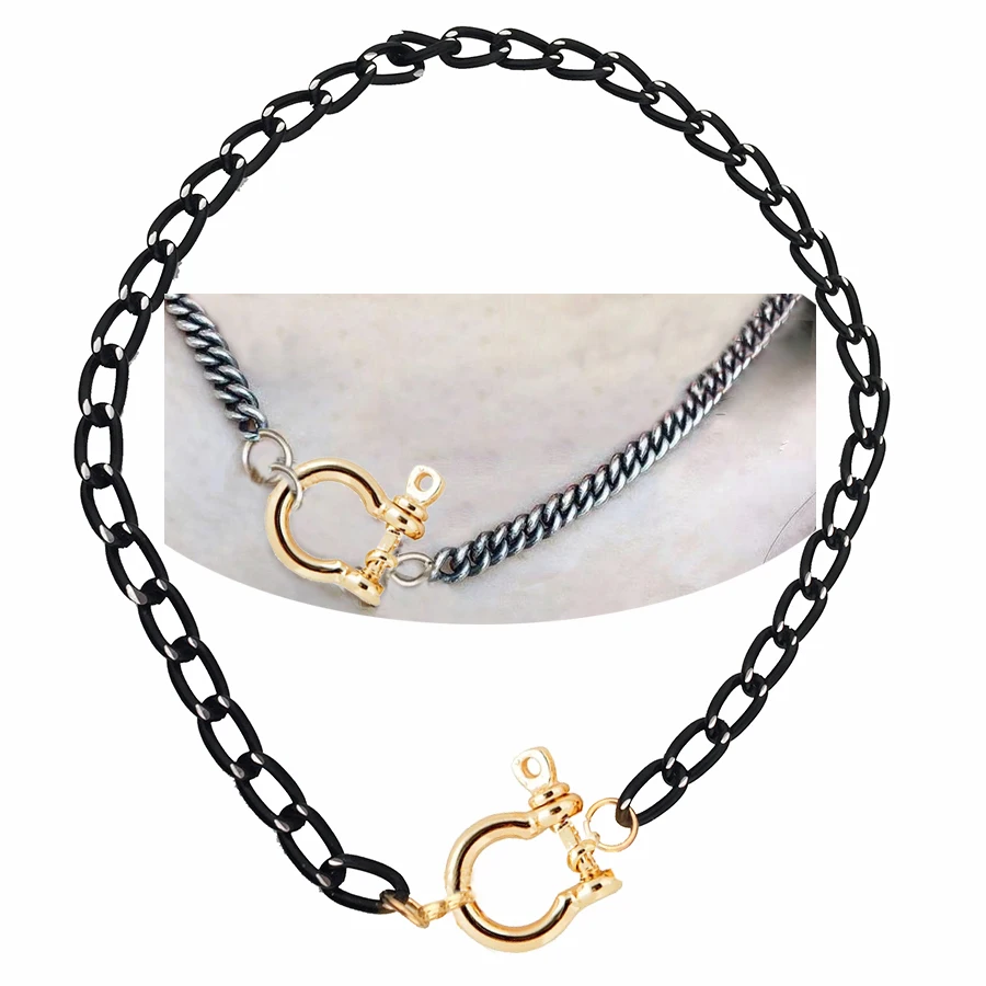 wholesale stainless steel Shackle charm Holder necklace women men