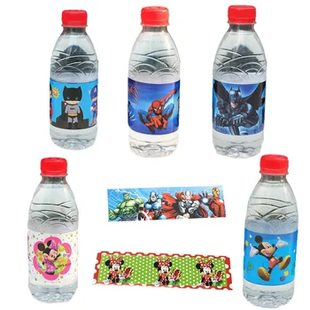 

12pcs/lot Avengers Spiderman Mickey Minnie water bottle labels Avengers stickers candy bar decorations Avengers bottle stickers