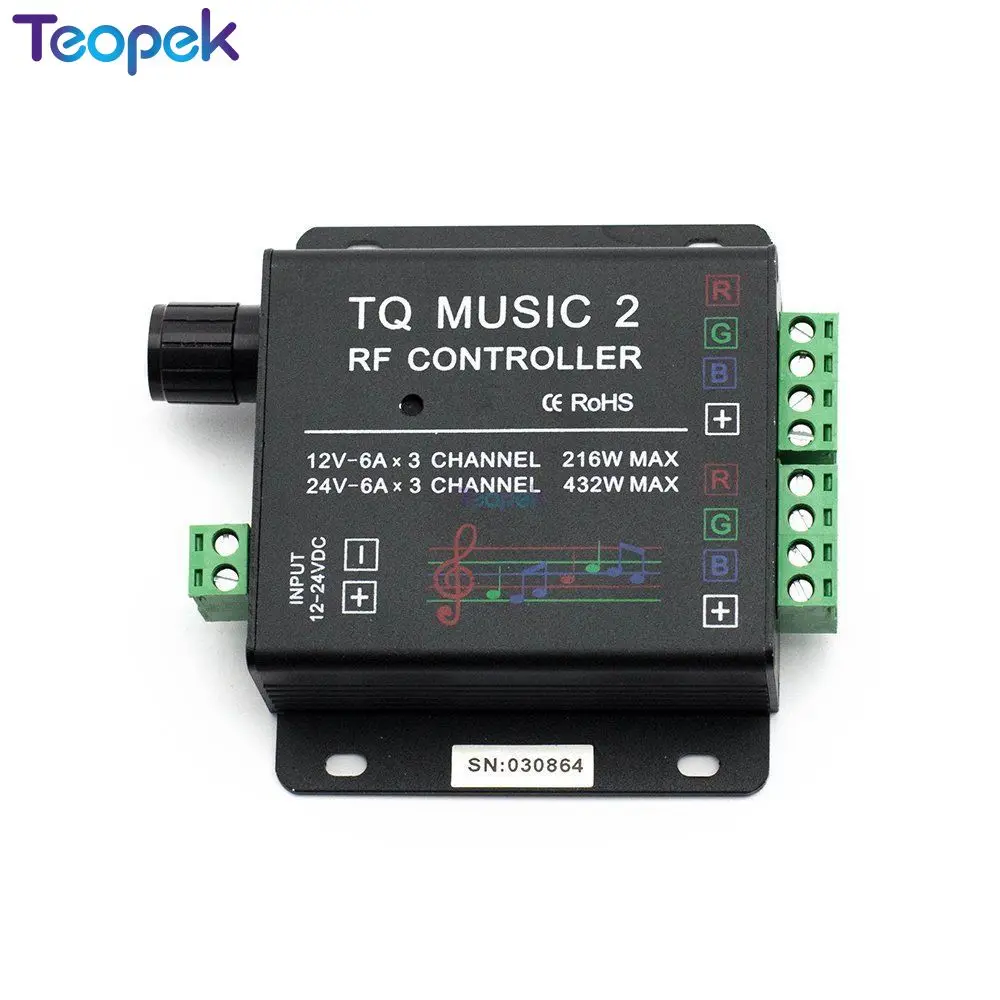TQ Музыка 2 контроллер с аддитивной цветовой моделью DC12-24V 18A RF Wilress интеллектуальная звуковая чувствительность светодиодная подсветка для 3528 5050 RGB Led свет
