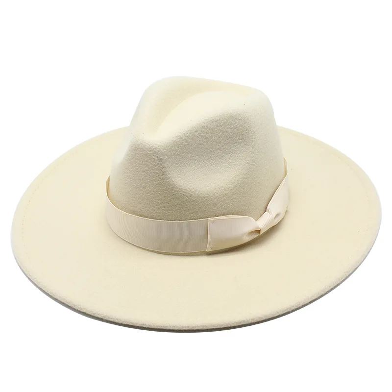 

Fedora hats women men large brim big simple classic jazz caps solid color formal dress church felted fedora men women hats