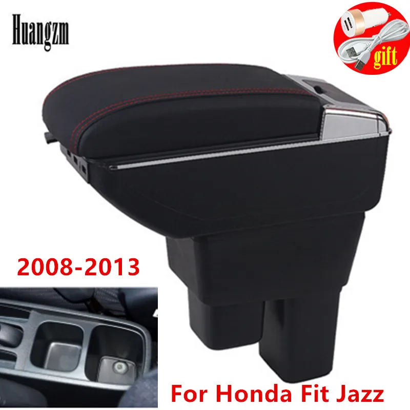 Для Honda Fit Jazz подлокотник коробка 2008 2013 искусственная кожа центральной консоли