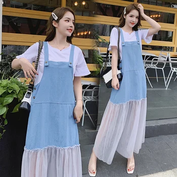 

Pregnant women dress 2020 new maternity dress jean suspenders dress two pieces 6807