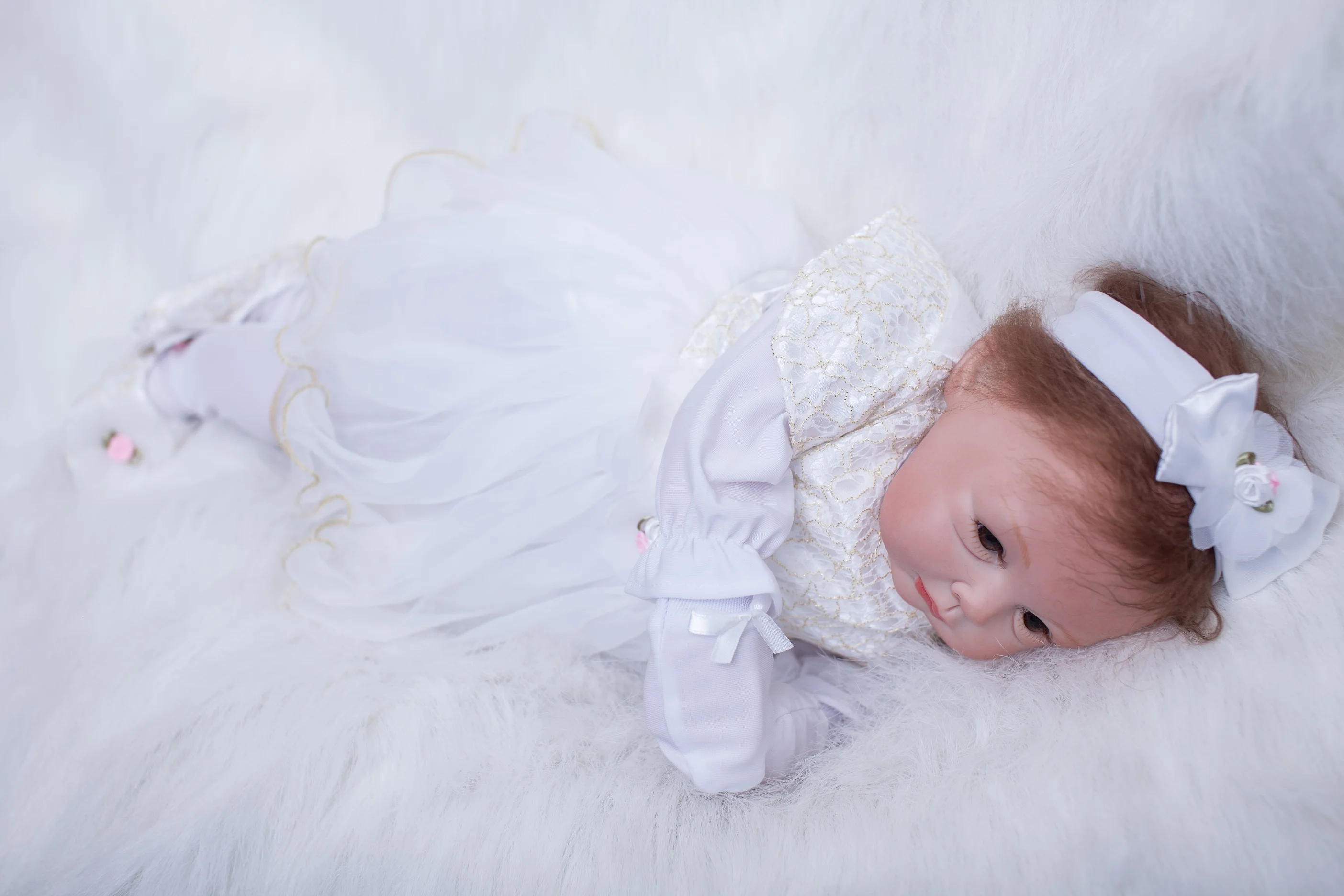 22 дюйма Мягкие силиконовые куклы Reborn Baby Реалистичная кукла-новорожденный кукла для малышей милое платье принцессы подарок на день рождения для девочек