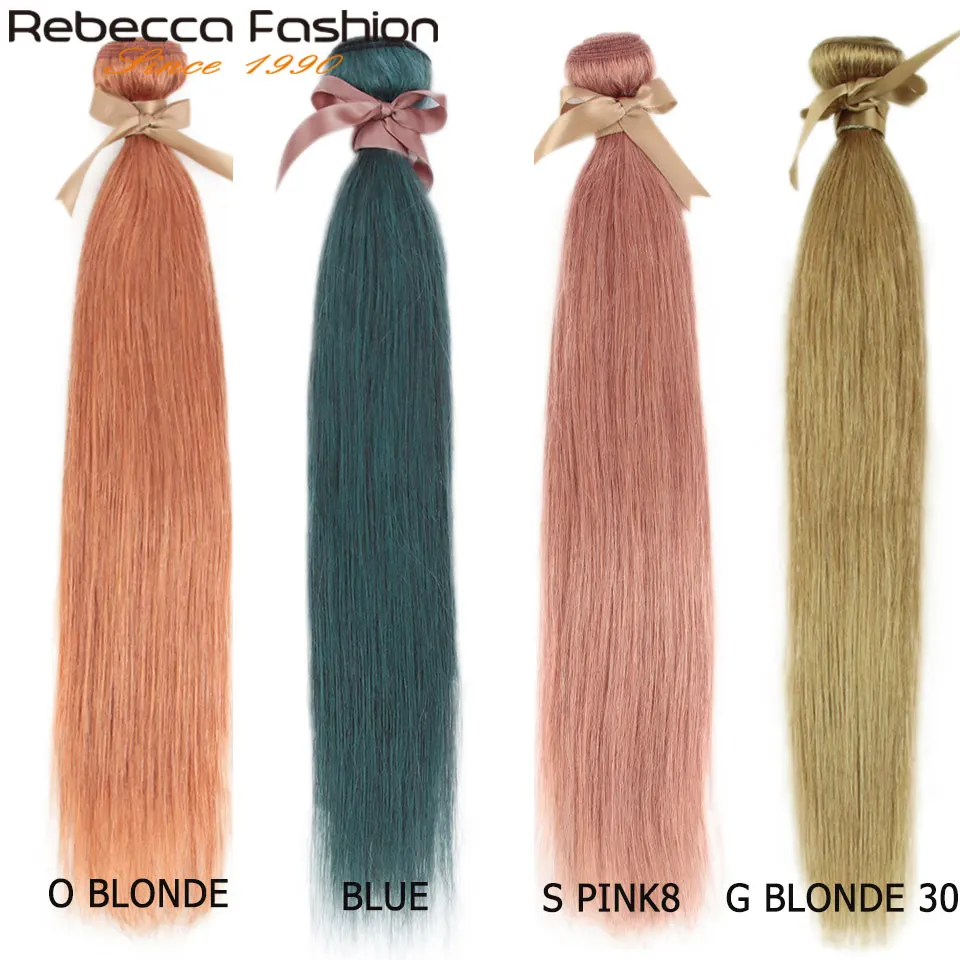 Rebecca Fashion, Золотой Блонд, 30#, синий, оранжевый, розовый, 8#, пряди волос, бразильские прямые волосы Remy, человеческие волосы для наращивания, пряди волос