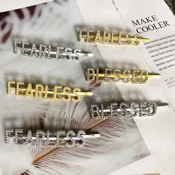 

Korea Fashion Pearl Shiny Rhinestone Crystal Letter Word Hairpin Women Styling Tool Hairgrip Diamond Hair Clips Hair Accessories