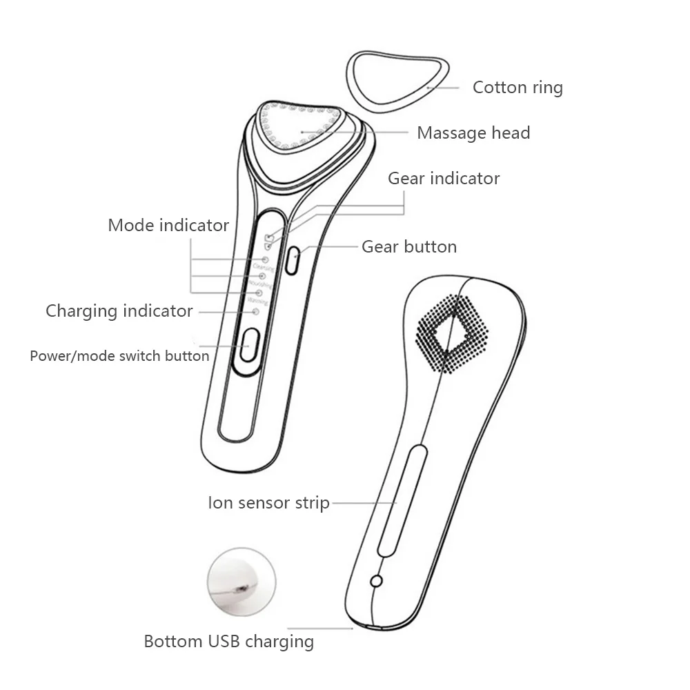 Ультразвуковой массажер для лица горячей терапии ультразвуковой ион вибрация