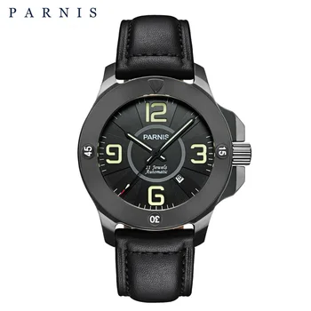 

Parnis 47mm Military Mechanical Men Watch Luxury Sapphire Crystal Luminous Waterproof Calendar Leather Band Automatic Watch