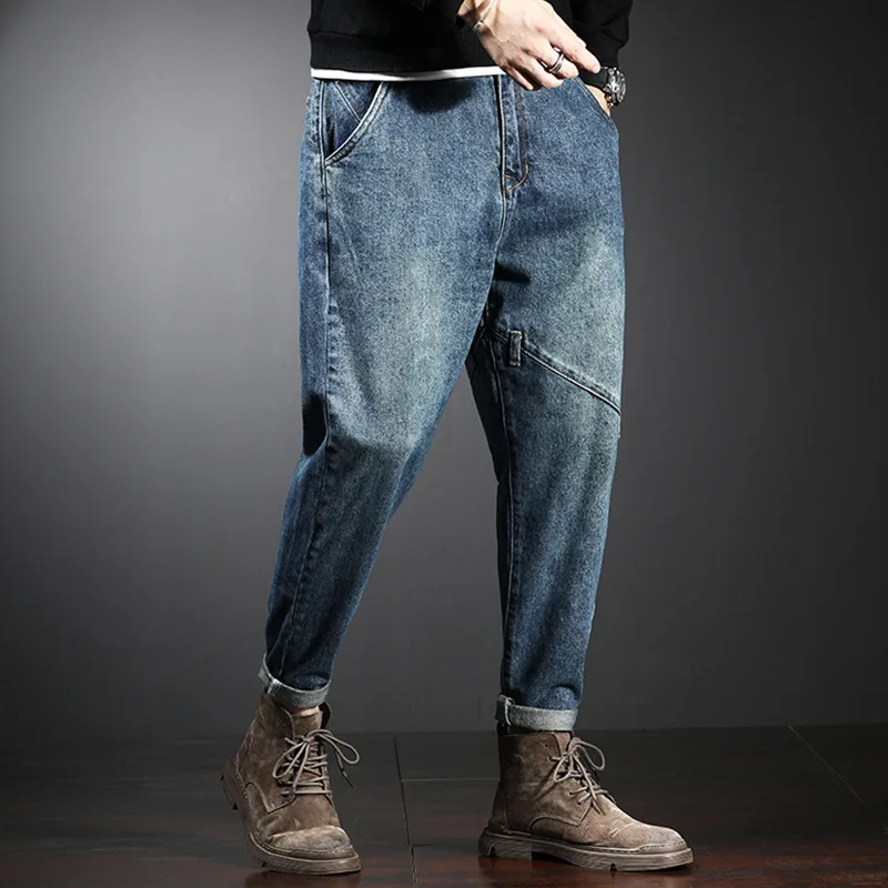 ICCLEK 2021 Fall New Jeans Men's Jeans Loose Straight Pants Harem Pants Fashion Casual Pants Jeans for Men  Mens Jeans