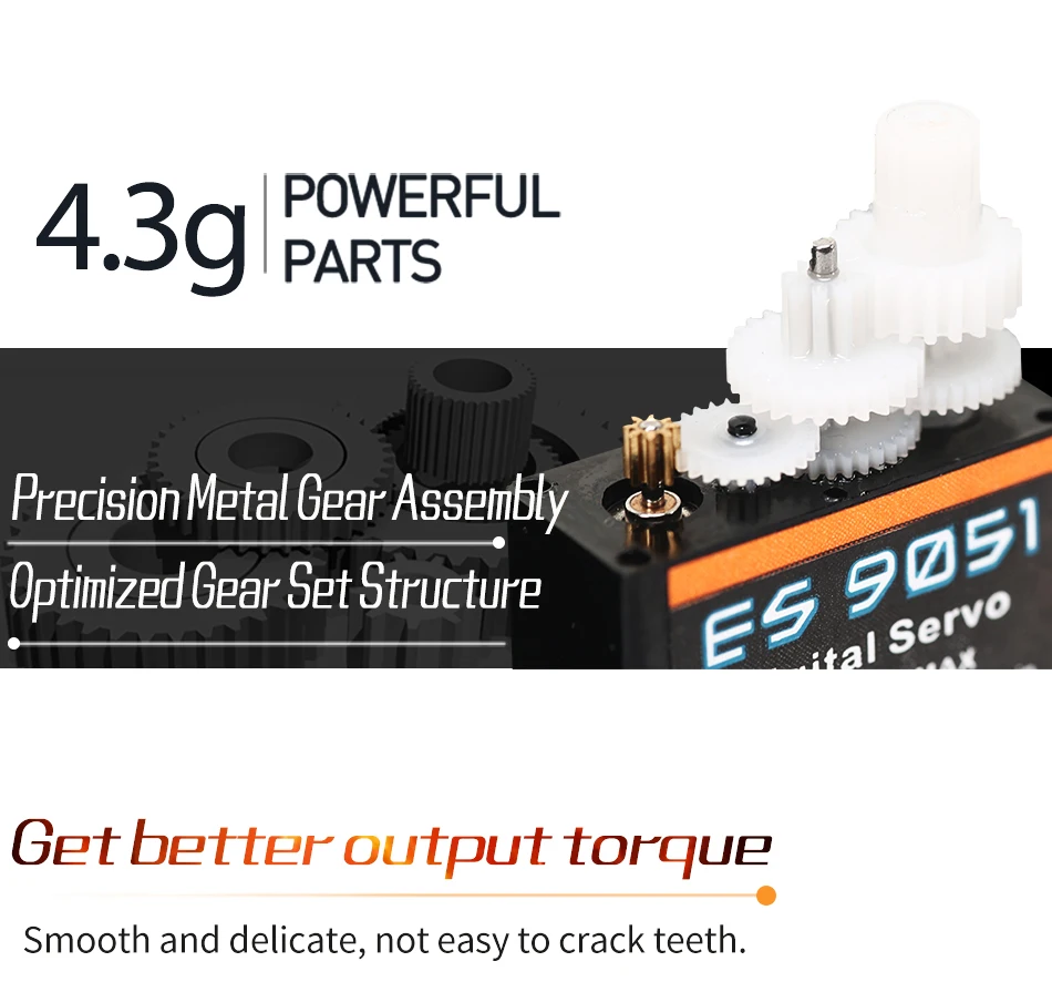 1 шт. EMAX ES9051 ES9251 4,3 г/2,5 г цифровой сервопривод пластмассовая коробка передач 0,8 кг Крутящий момент для 3D F3P самолета Прямая поставка