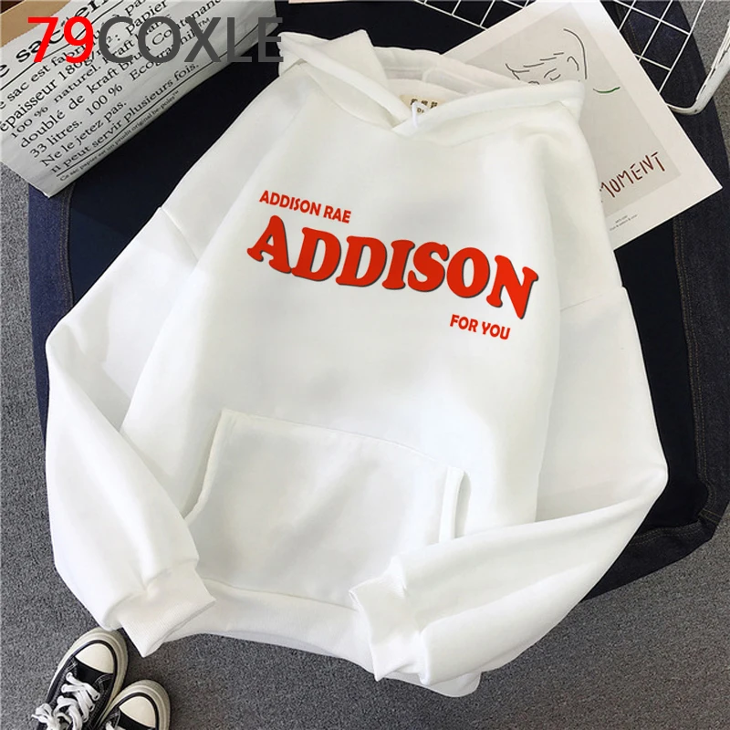Sudaderas con capucha de Addison Rae para mujer, ropa de calle con imágenes, Kawaii, con capucha, divertida y cálida, sudaderas de Hip Hop para mujer