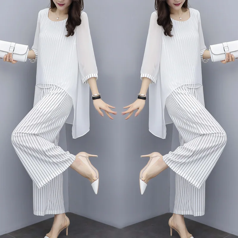 

2019 New Style Summer Wear Western Style by Age-Style Elegant Loose Pants WOMEN'S Suit Kuotaitai Large Size Goddess Two-Piece Se