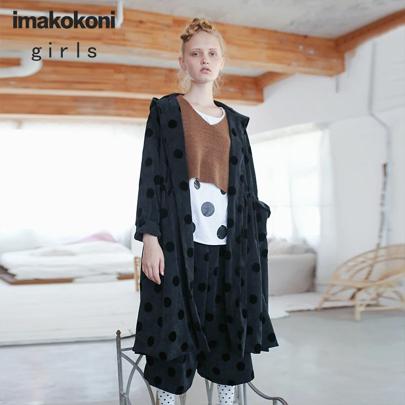 Черная куртка в горошек с длинным рукавом ветровка Imakokoni оригинальный дизайн