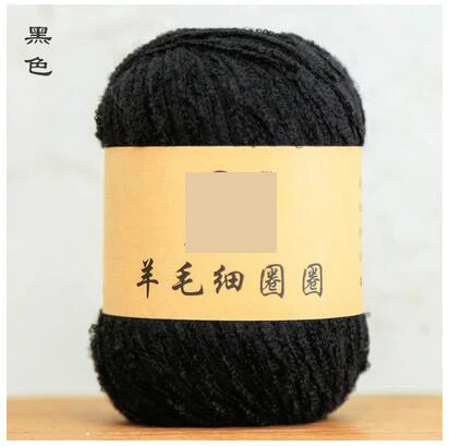 black 100 г = 2 шт., Итальянская шерсть, маленькая пряжа, ручная вязка, шерстяная нить, нейлоновая пряжа, теплая - Цвет: black