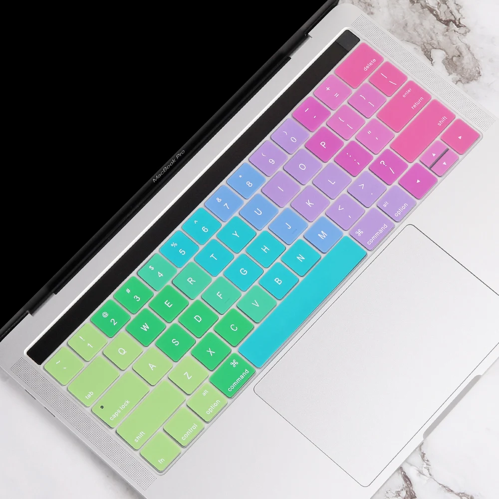 Цветной силиконовый чехол для клавиатуры с градиентом США для MacBook Pro 13 15 дюймов Touch bar A2159 A1989 a90. протектор клавиатуры