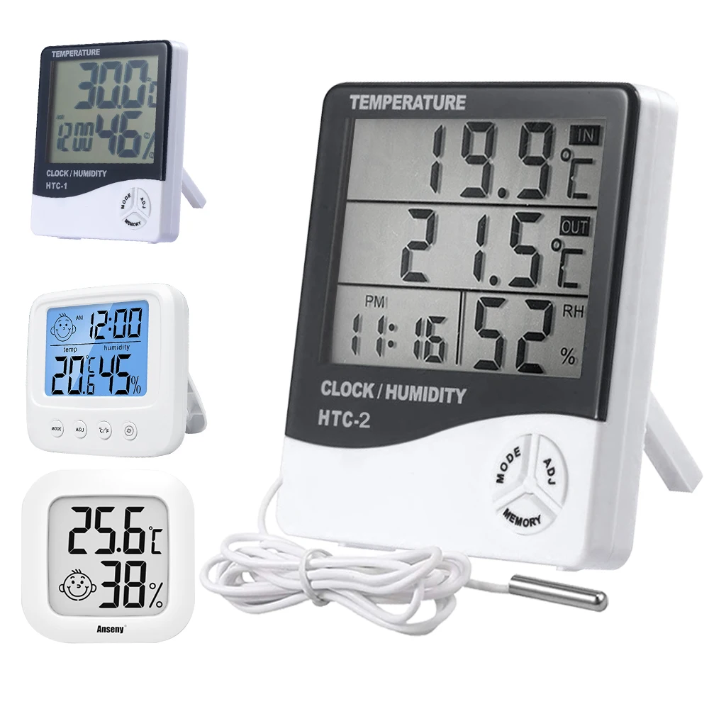 HTC-2 Digital LCD Temperature Humidity Meter Indoor / Outdoor Room