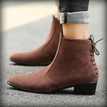 

Chelsea Boots Men Winter Shoes Black Suede Leather Boots Mens Footwear Warm Winter Motorcyxle Boots For Men