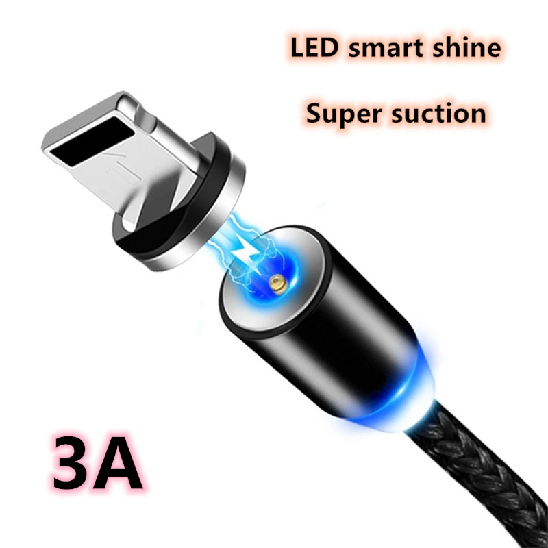 

3A 1M 2M Magnetic Charger Fast Charging Cable Micro USB Type C Cable For iPhone Samsung Xiaomi Huawei Mobile Phone Magnet Wire