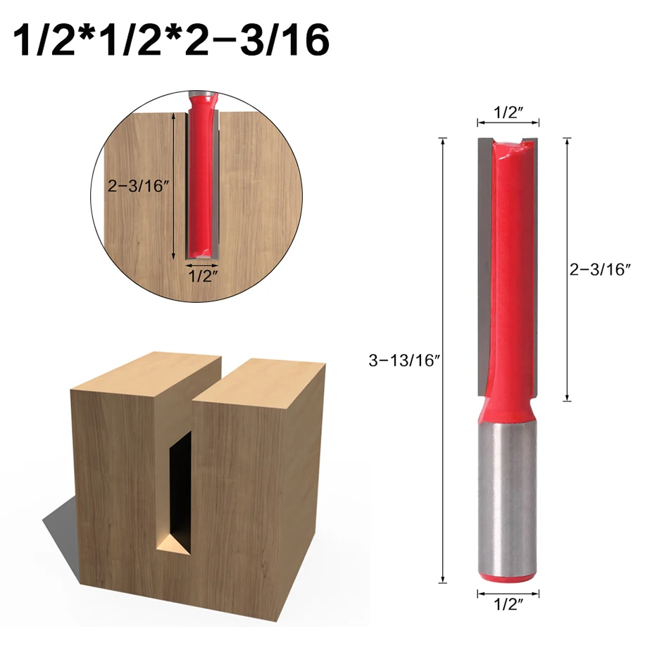 12.7X12.7X55 1 шт. прямой/Dado маршрутизатор бит 1/" Dia. X 2-1/" Длина-1/2" хвостовик, для деревообработки резак дереворежущий инструмент - Длина режущей кромки: 12.7X12.7X55