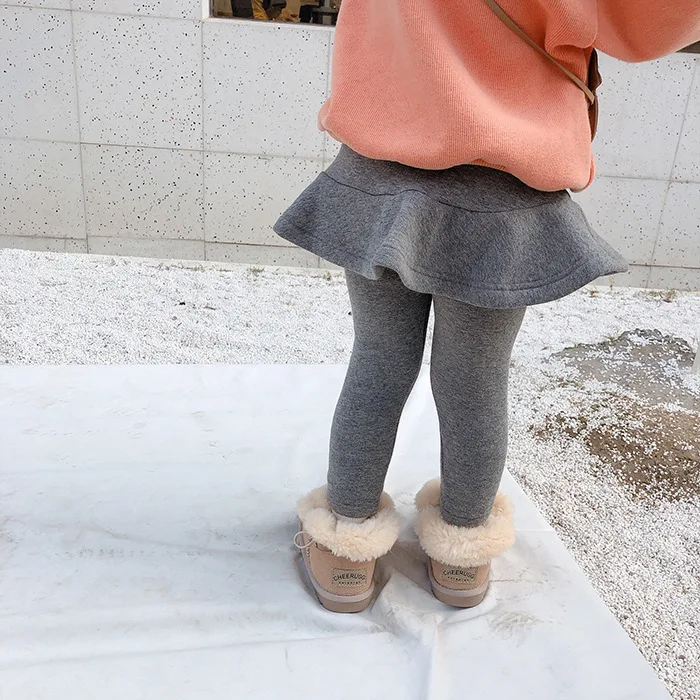 Autumn Winter cute girls warm thick pantskirt baby girl mirco velvet lining leggings with skirt