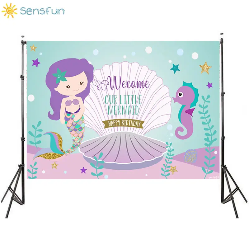 Sensfun/вечерние виниловые фоны для фотосъемки с изображением маленькой русалки на
