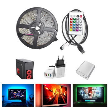 

USB RGB LED Strip 12V 2.5M Flexible Ribbon Light Lamp SMD 2835 Waterproof Tape Lights TV Desktop Screen Background Lighting