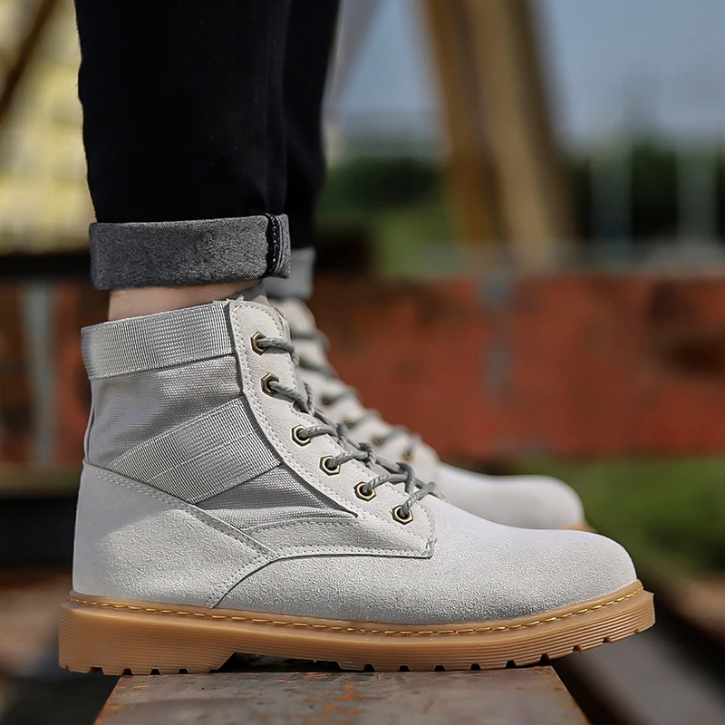 Ботильоны унисекс Мужская обувь мужские кожаные ботинки martin в байкерском стиле