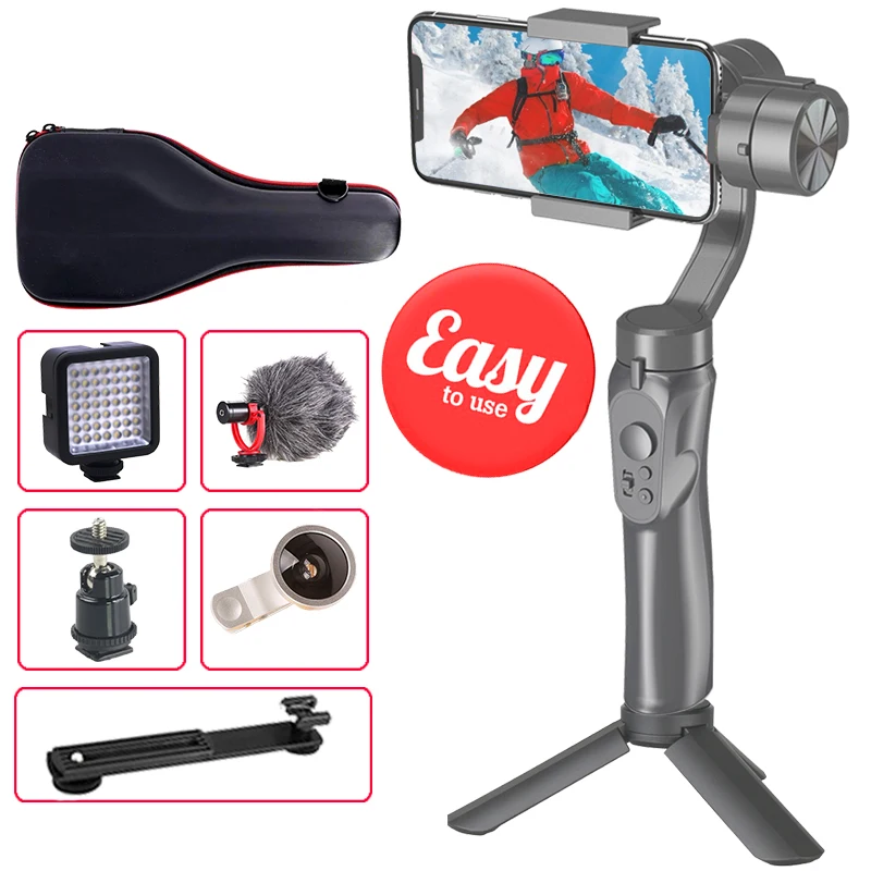  Stabilizer Gimbal Smartphone Gopro Camera 3-Axis Handheld PTZ For Phone IPhone11XS XR X 8Plus w/Foc