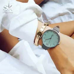 Relogio Feminino Для женщин часы SK Элитный бренд подарок кварцевые часы Повседневное кожа женская одежда наручные Для женщин часы Montre Femme