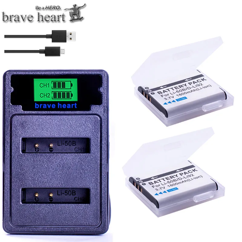 li50b Li-50B LI50B li 50B Battery pack for OLYMPUS SP 810 800UZ u6010 u6020 u9010 SZ14 SZ16 D755 u1010 SZ30 SZ20 XZ-1 - Цвет: charger and 2battery