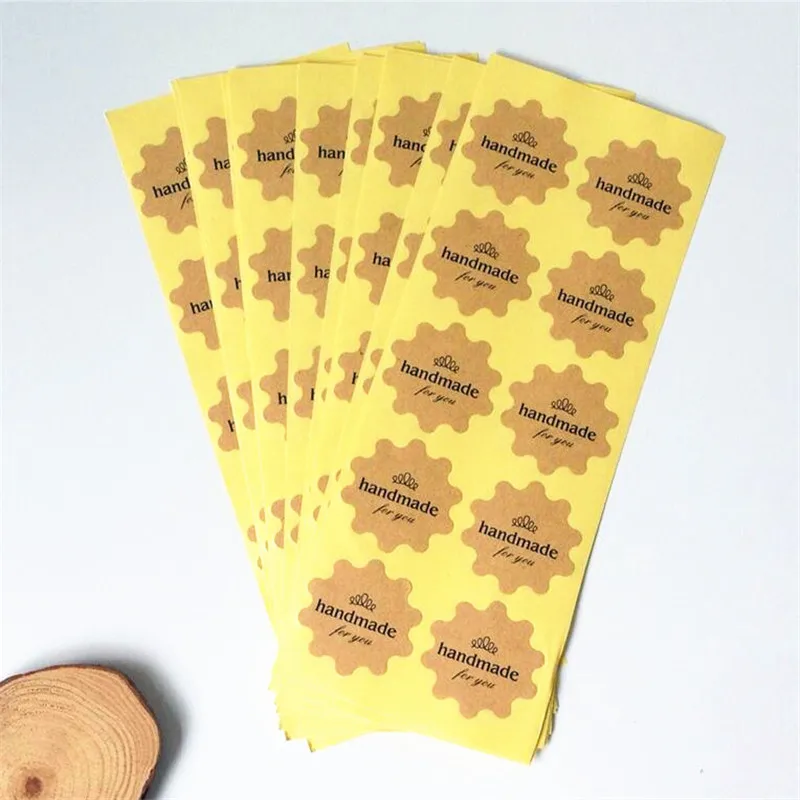 100 шт./лот новый цветочный круглый дизайн &quotручная работа для вас&quot Серия крафт